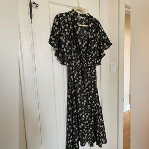 Flutter Sleeve Floral Maxi Dress